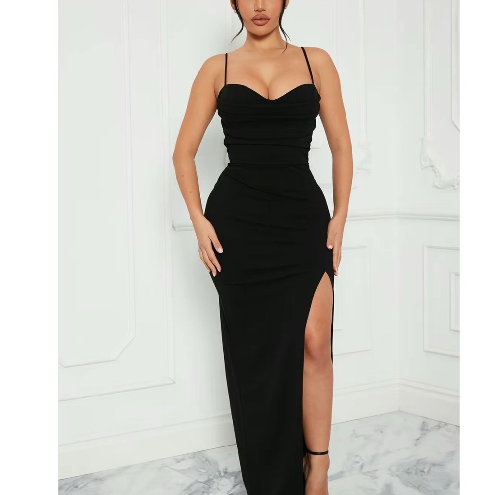 Elegant Black Evening Dress FASHION NOVA